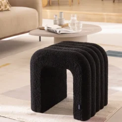 Discount Drawer MUI Lot de 2 tabourets rembourrés en tissu bouclette