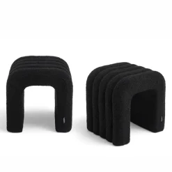 Discount Drawer MUI Lot de 2 tabourets rembourrés en tissu bouclette