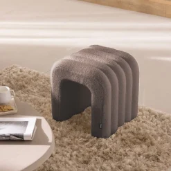 Discount Drawer MUI Lot de 2 tabourets rembourrés en tissu bouclette