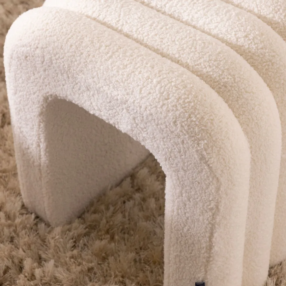 New Drawer MUI Tabouret rembourré en tissu bouclette