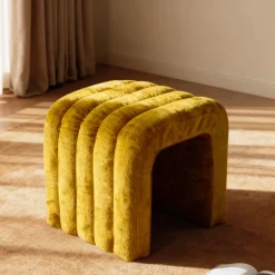 Sale Drawer MUI Tabouret rembourré en tissu chenille
