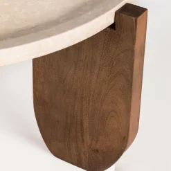 Hot Drawer NADOR Table basse en marbre et bois massif ø80cm