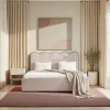 Discount Drawer NAGOYA Lit coffre en tissu avec tête de lit ondulée 160x200cm