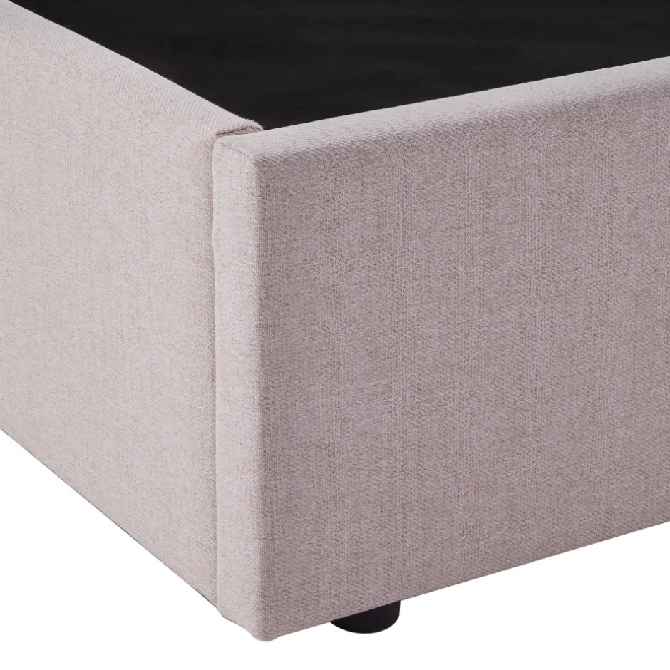 Discount Drawer NAGOYA Lit coffre en tissu avec tête de lit ondulée 160x200cm