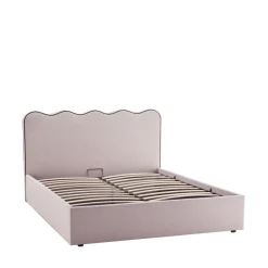 Hot Drawer NAGOYA Lit coffre en tissu avec tête de lit ondulée 140x190cm