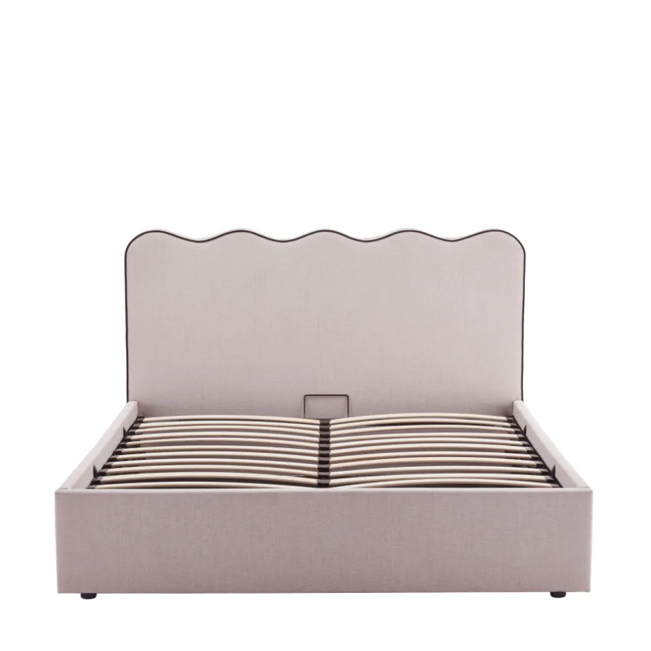 Hot Drawer NAGOYA Lit coffre en tissu avec tête de lit ondulée 140x190cm