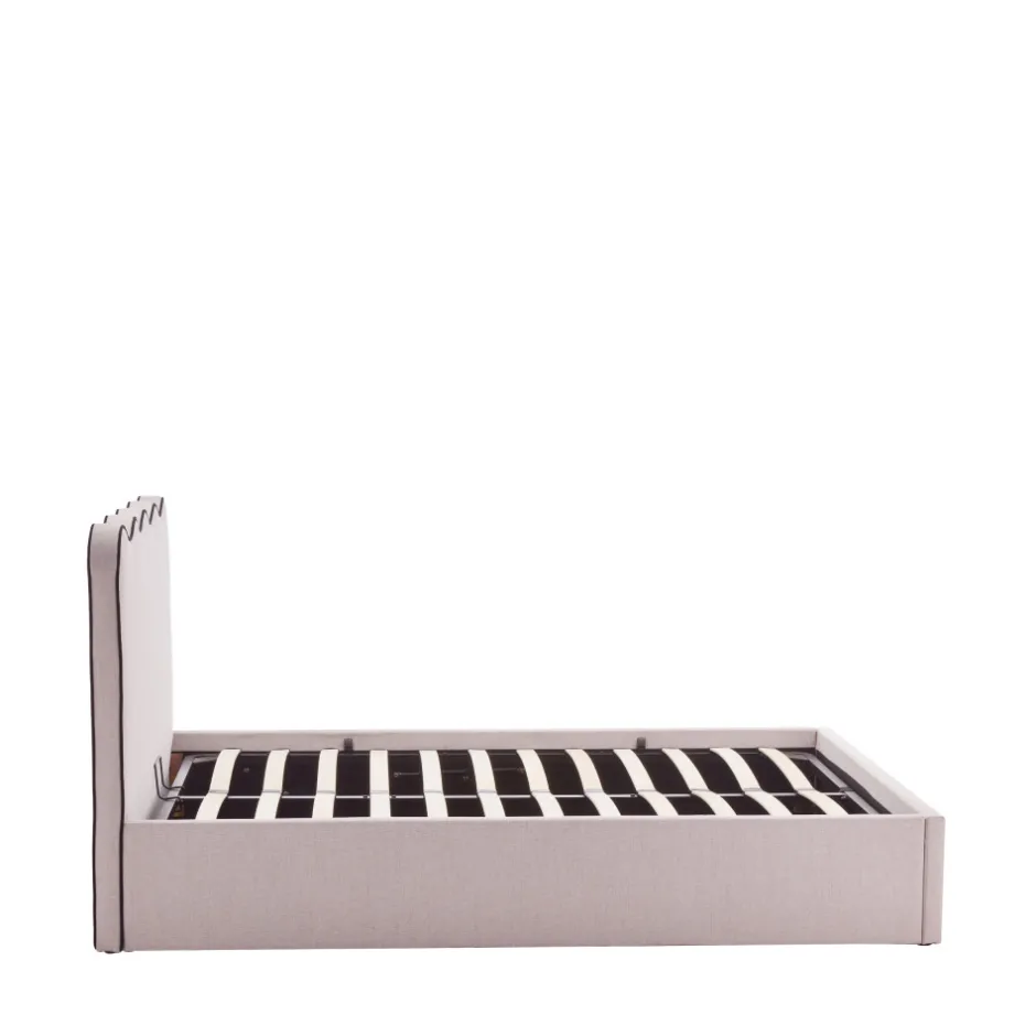 Hot Drawer NAGOYA Lit coffre en tissu avec tête de lit ondulée 140x190cm