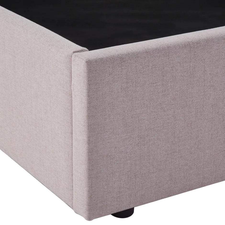 Hot Drawer NAGOYA Lit coffre en tissu avec tête de lit ondulée 140x190cm