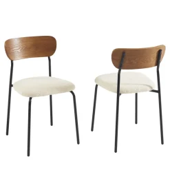 Online No name NALON Lot de 2 chaises en tissu bouclette et métal