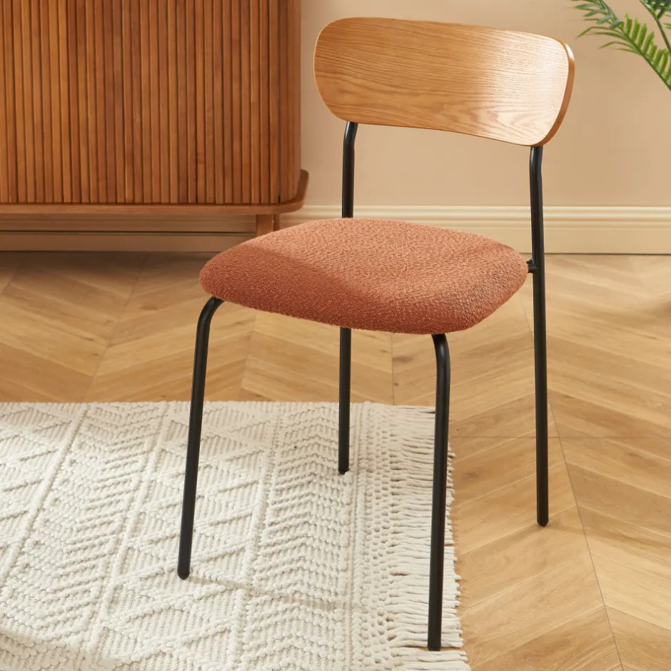 Online No name NALON Lot de 2 chaises en tissu bouclette et métal