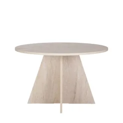 Sale Drawer NARO Table à manger 4 personnes ronde effet travertin