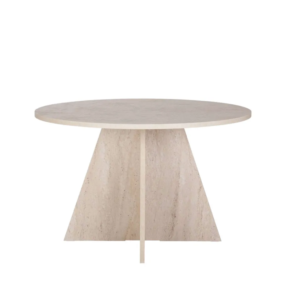 Sale Drawer NARO Table à manger 4 personnes ronde effet travertin