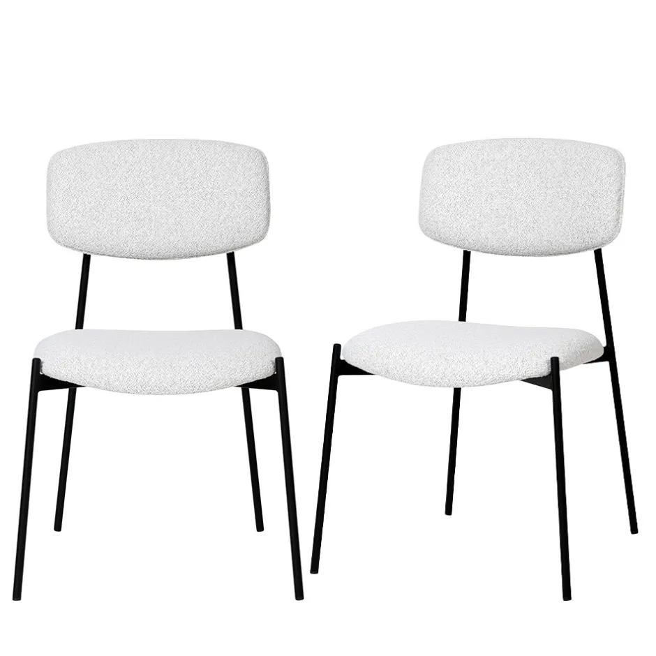 Discount Drawer NELLY Lot de 2 chaises en tissu bouclette et métal