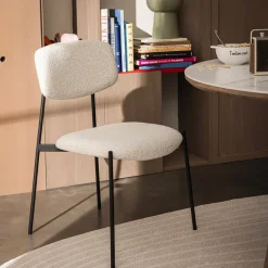Discount Drawer NELLY Lot de 2 chaises en tissu bouclette et métal