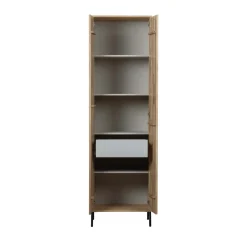 Clearance Woood NEW GRAVURE Colonne de rangement en bois 2 portes 1 tiroir H210cm