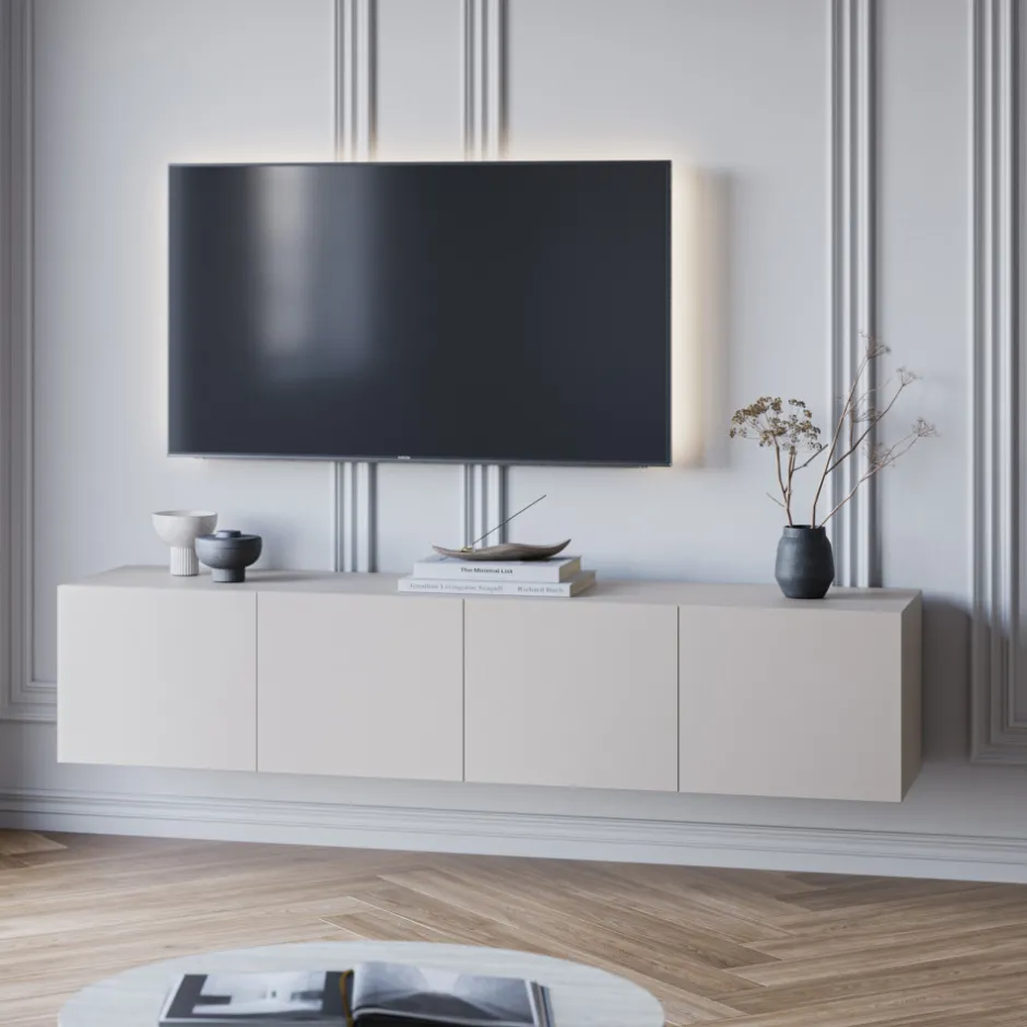 Discount No name NEXA Meuble TV suspendu 4 portes en bois L180cm