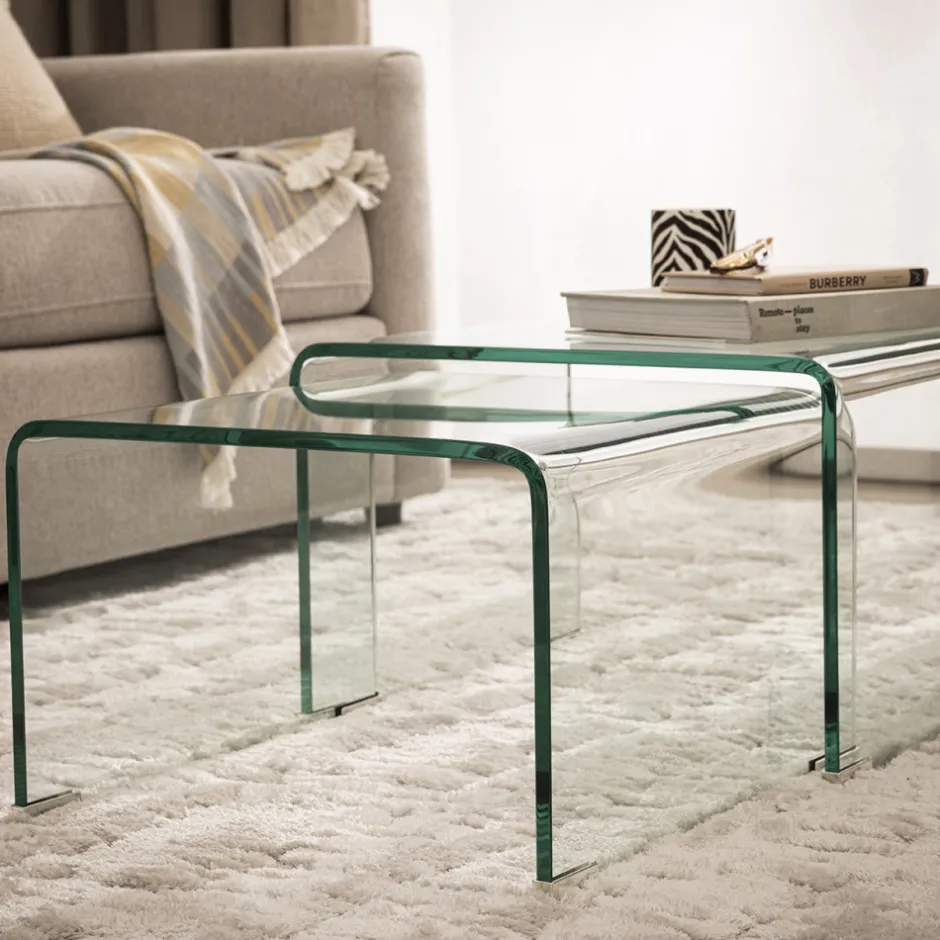 Clearance Drawer NIDO Lot de 2 tables basses gigognes en verre