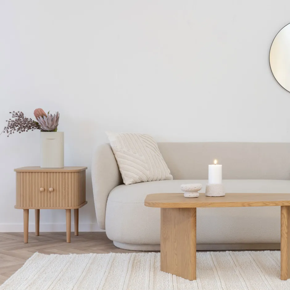 New House Nordic NIKKO Table de chevet 2 portes coulissantes en bois