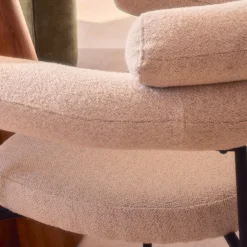 Clearance Drawer NORI Lot de 2 fauteuils de table en tissu bouclette et métal