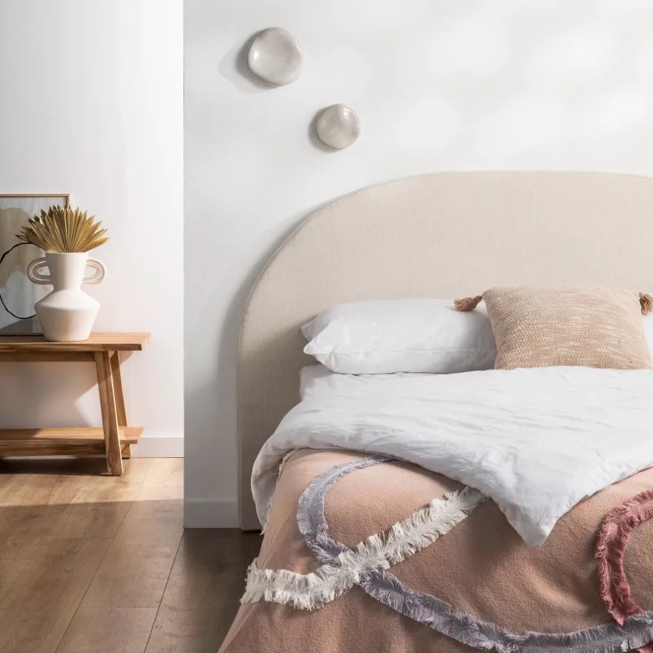 Clearance Drawer NOUSSA Tête de lit en coton et lin demi-lune L150cm