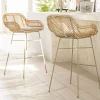 Online Drawer NUNUHAI Lot de 2 tabourets de bar en rotin pieds beiges H68cm