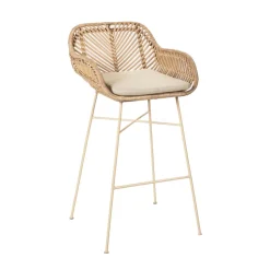 Online Drawer NUNUHAI Lot de 2 tabourets de bar en rotin pieds beiges H68cm