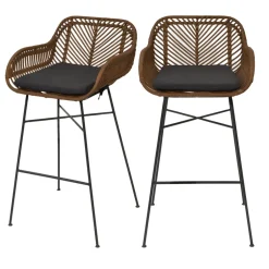 Online Drawer NUNUHAI Lot de 2 tabourets de bar en rotin H68cm