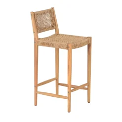 Best Drawer NURI Lot de 2 tabourets de bar intérieur/extérieur en bois d'acacia et résine tressée H66cm