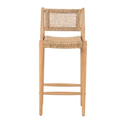 Best Drawer NURI Lot de 2 tabourets de bar intérieur/extérieur en bois d'acacia et résine tressée H66cm