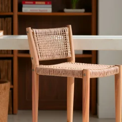 Best Drawer NURI Lot de 2 tabourets de bar intérieur/extérieur en bois d'acacia et résine tressée H66cm