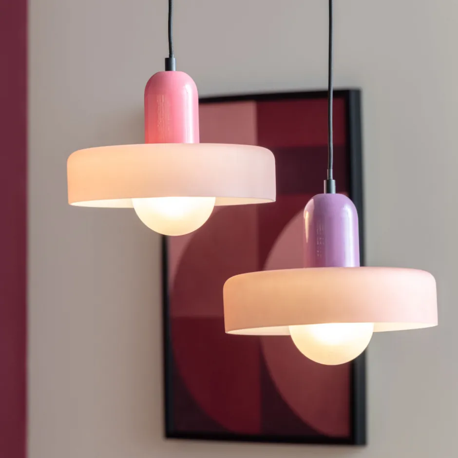 Online Leitmotiv OPACO GRATO Suspension en métal avec abat-jour cylindrique