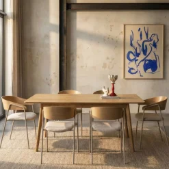 Sale Drawer OPNA Lot de 2 fauteuils de table en tissu, bois et métal