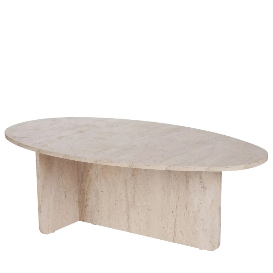 Sale Drawer ORIS Table basse organique effet travertin 120x65cm