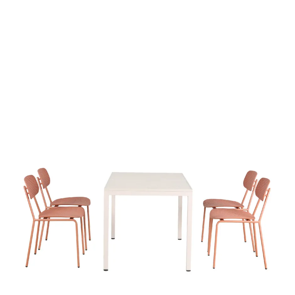 New Drawer ORKA Ensemble table et chaises de jardin 4 personnes en métal