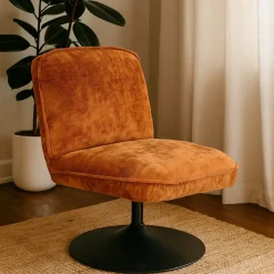 Clearance Drawer PARBO Fauteuil pivotant en velours côtelé pied tulipe