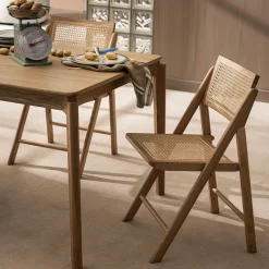 Drawer PAULA Chaise pliante en cannage et bois