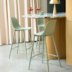 New Drawer PORTLAND Lot de 4 tabourets de bar intérieur et extérieur en plastique et métal H65cm