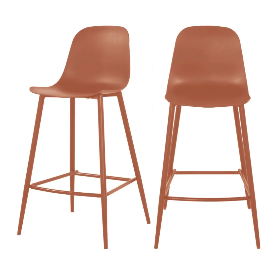 New Drawer PORTLAND Lot de 4 tabourets de bar intérieur et extérieur en plastique et métal H65cm