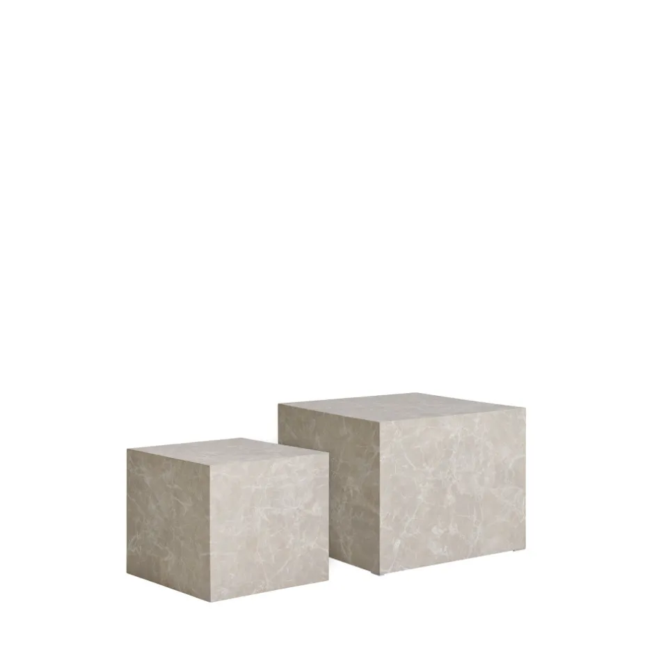 Best House Nordic PRAGUE Lot de 2 tables basses carrées effet marbre 50x50cm