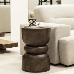 Best Drawer PULAU Table d'appoint en bois massif ø33,5cm