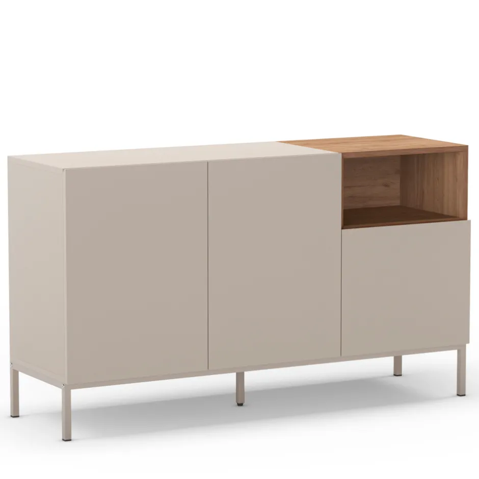 Sale Drawer QUENOR Buffet 3 portes en bois et métal L140cm