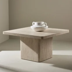 Hot Venture Home QVART Table basse carrée effet travertin 80x80cm