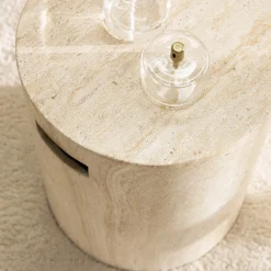Drawer RADOM Tabouret effet travertin ø35cm