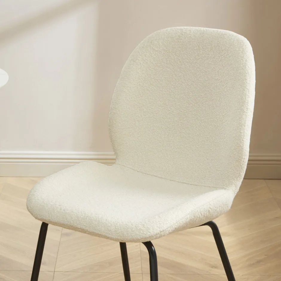 Clearance No name RAY Lot de 2 chaises en tissu bouclette et métal