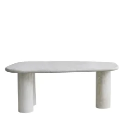 Clearance Drawer RHODES Table à manger 6 personnes en effet travertin