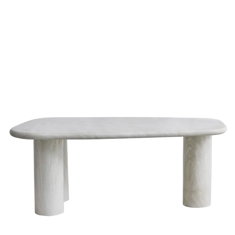 Clearance Drawer RHODES Table à manger 6 personnes en effet travertin