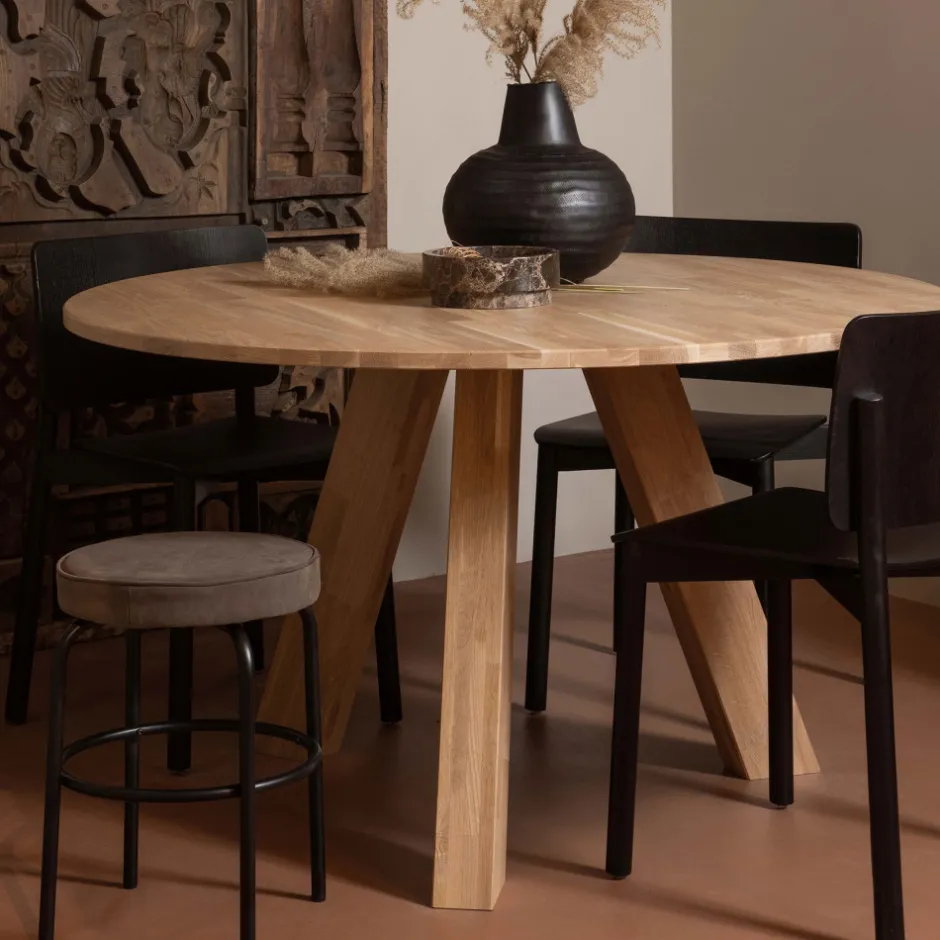 New Woood RHONDA Table à manger 4 personnes ronde en bois
