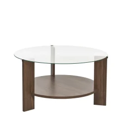Discount Drawer RIA Table basse ronde en verre trempé et bois ø75cm
