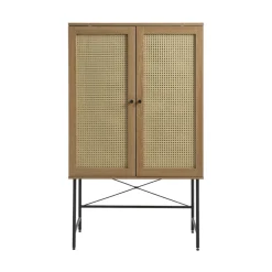 New No name RINTO Buffet haut 2 portes bois et métal H135cm