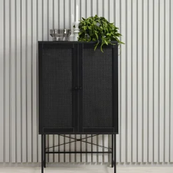 New No name RINTO Buffet haut 2 portes bois et métal H135cm